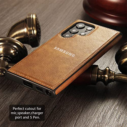 Galaxy S25 ULTRA 5G Drop Protection | Raised Camera Edges Protective Back Leather Case
