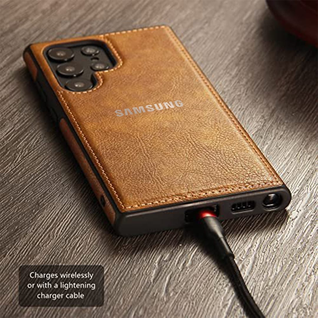 Galaxy S23 ULTRA 5G Drop Protection | Raised Camera Edges Protective Back Leather Case
