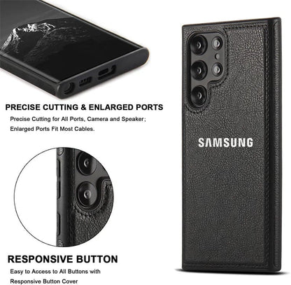 Galaxy S25 ULTRA 5G Drop Protection | Raised Camera Edges Protective Back Leather Case