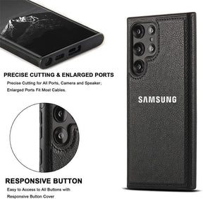 Galaxy S22 ULTRA 5G Drop Protection | Raised Camera Edges Protective Back Leather Case