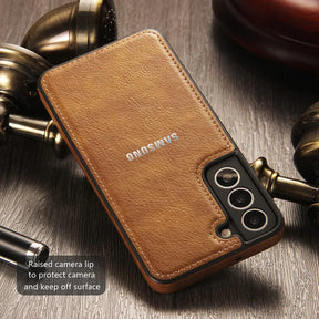 Galaxy S-Series 5G Drop Protection | Raised Camera Edges Protective Back Leather Case