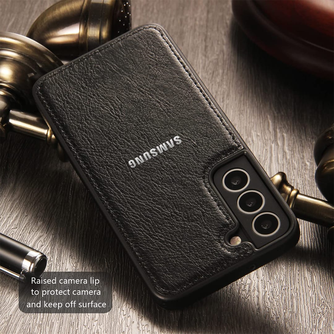 Galaxy S23 5G Drop Protection | Raised Camera Edges Protective Back Leather Case