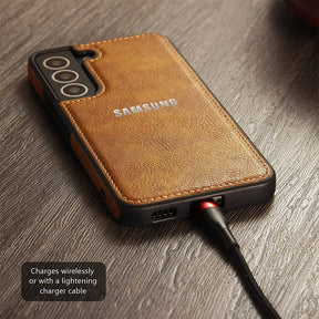 Galaxy S23 5G Drop Protection | Raised Camera Edges Protective Back Leather Case