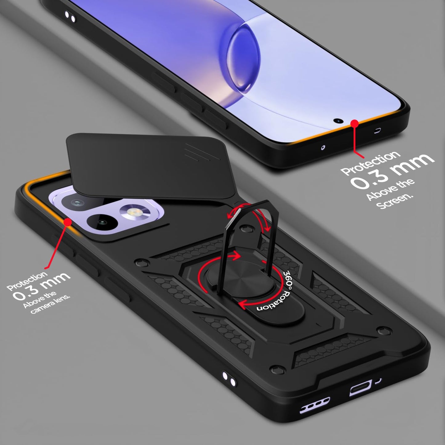 Realme 16 Pro 5G Armor Military-grade Case With Sliding Camera Cover & 360 Kickstand