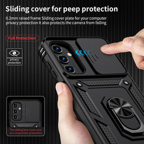 Galaxy A35 5g Armor Case with Slide Camera Cover[Military Grade 16ft. Drop Tested] Magnetic Ring Kickstand Protective Phone Case