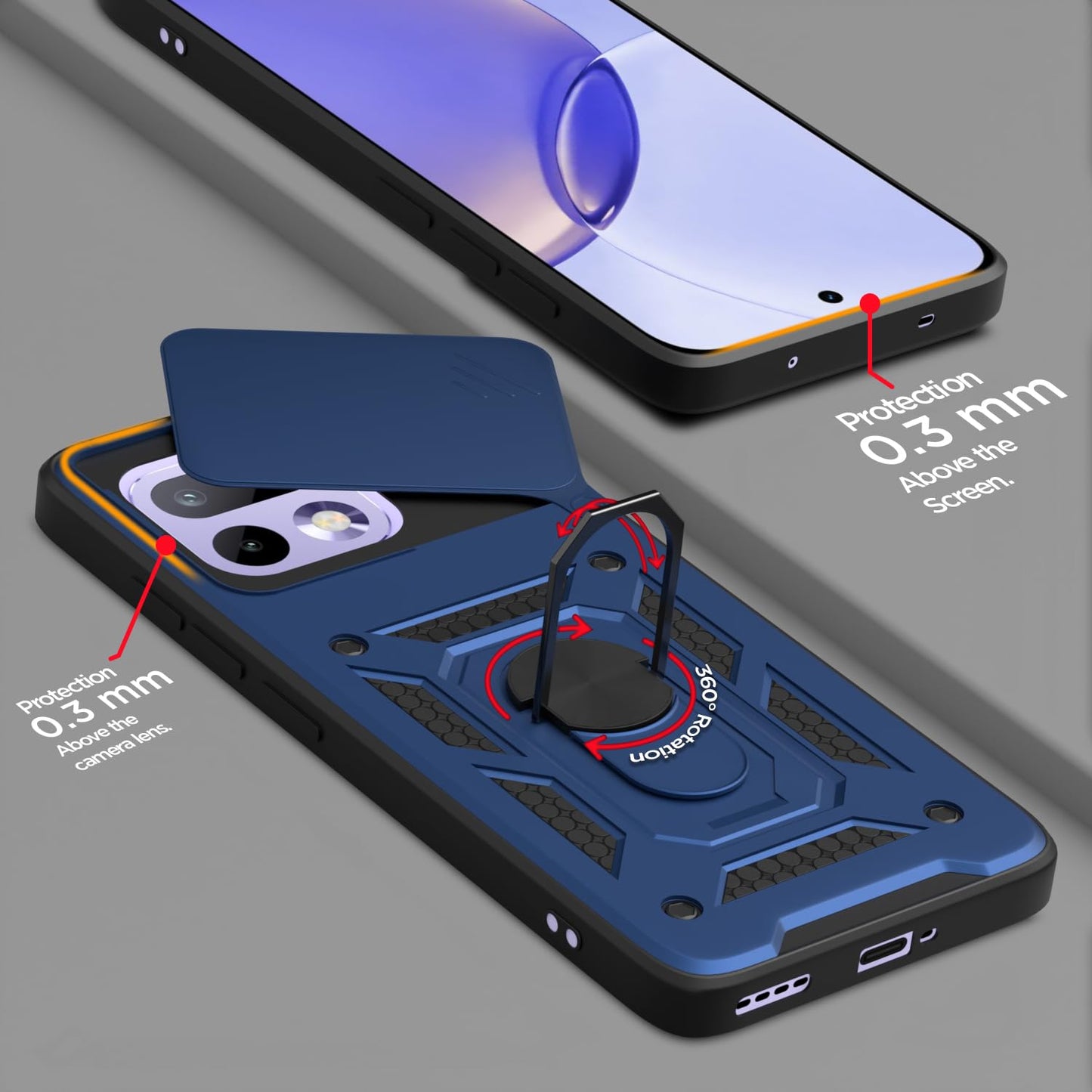 Realme 16 Pro 5G Armor Military-grade Case With Sliding Camera Cover & 360 Kickstand