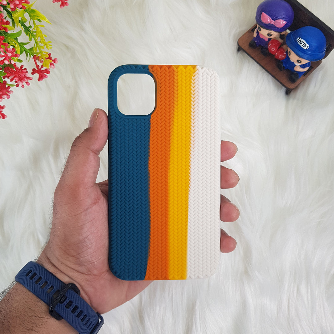 Color Block Woven Pattern Silicon Case For iPhone 13/13 Pro