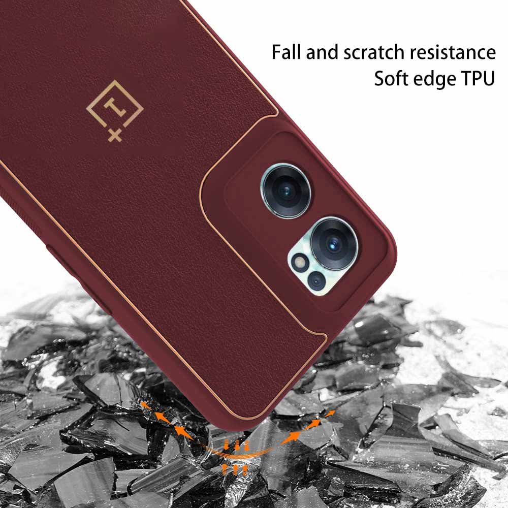 OnePlus Nord CE 2 5G Gold Electroplating Leather Chrome Back Cover