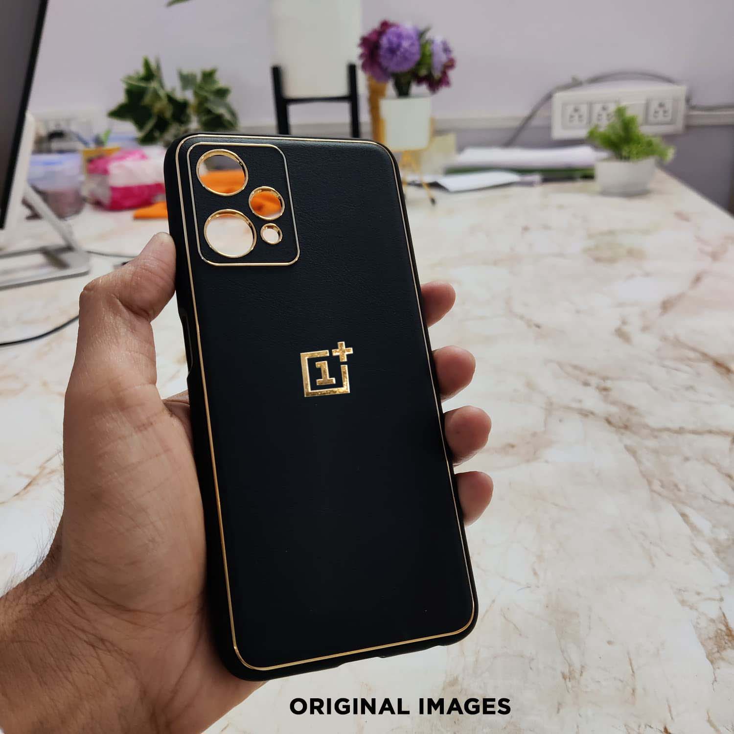 OnePlus Nord CE 2 Lite 5G Gold Electroplating Leather Chrome Back Cover