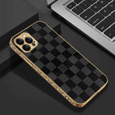 Tempered Shop iPhone-12 pro max OLD Checkered Pattern Shielding Back Case/Cover