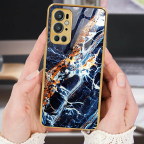 Tempered Shop- OnePlus 9 Pro Blue Marble Pattern Glass Protective Case/Cover