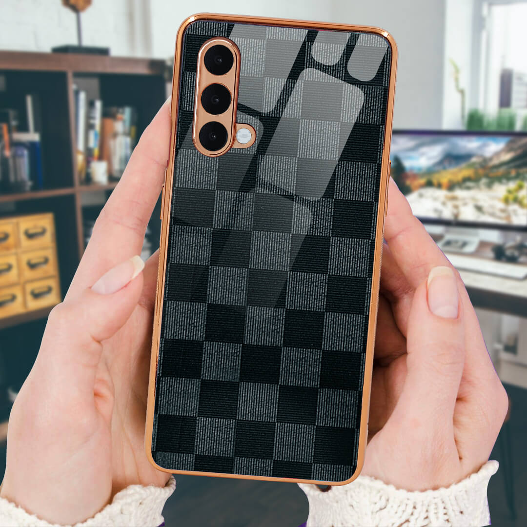 Tempered Shop Oneplus Nord CE 5G Royal Check Pattern Shielding Glass Case/Cover