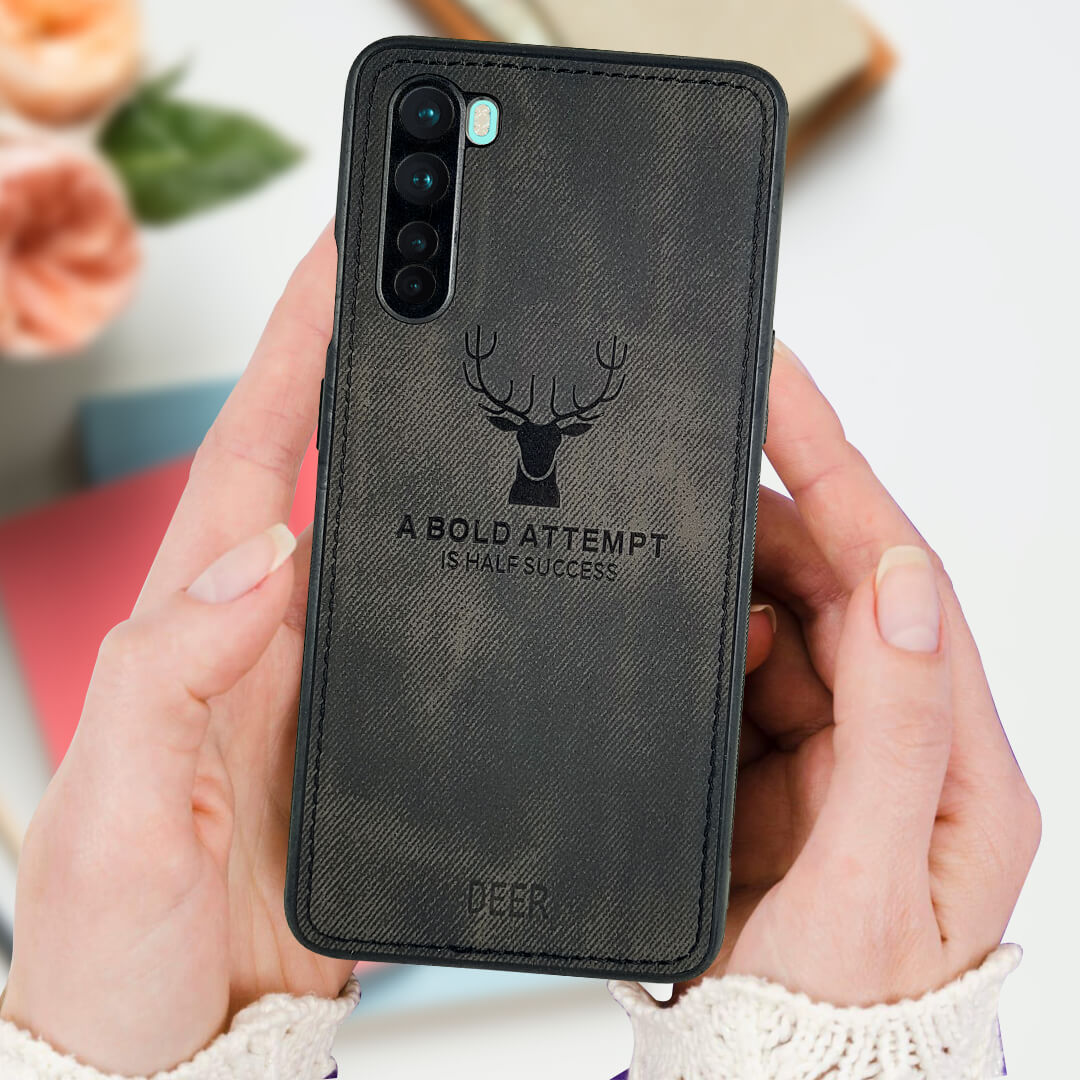 Oneplus Nord Deer Series Hand-Stitched Cotton Textile Ultra Soft-Feel Shock-proof Water-proof Back Cover