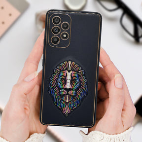 Galaxy A73 Electroplated Luxe Design 3D Embroidered PU Leather Back Case