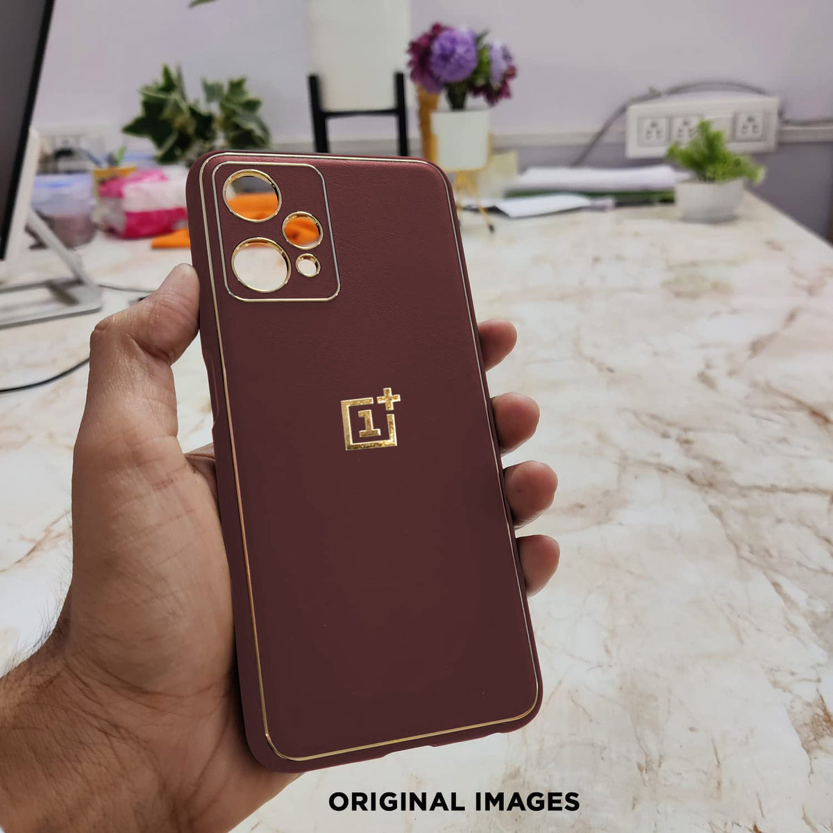 OnePlus Nord CE 2 Lite 5G Gold Electroplating Leather Chrome Back Cover
