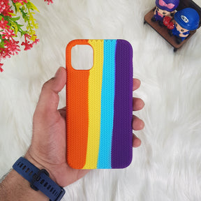 iPhone 12 Color Block Woven Pattern Silicon Case