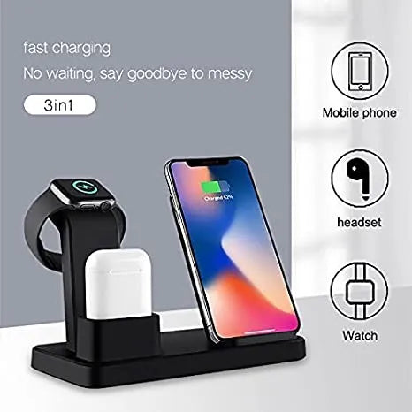 QI 3 in 1 Wireless Charger Compatible for Smart Devices