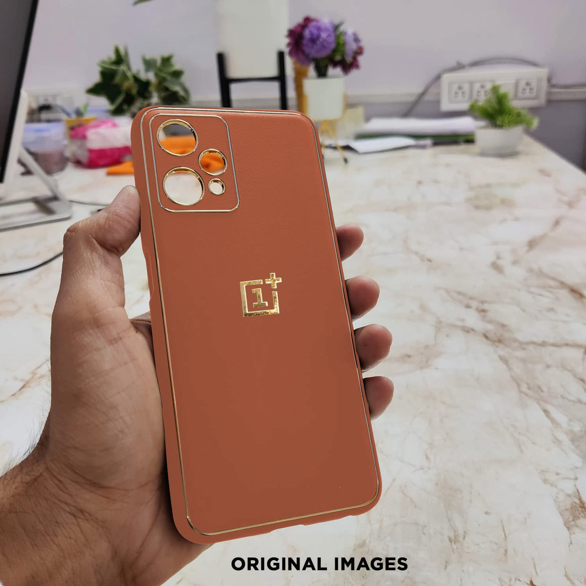 OnePlus Nord CE 2 Lite 5G Gold Electroplating Leather Chrome Back Cover