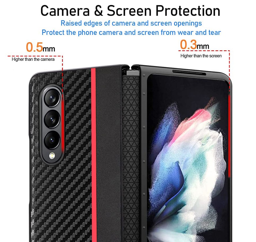 Galaxy Z Fold4 Frosted Carbon Fiber PU Leather Protective Case