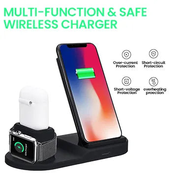 3 in 1 Wireless Charger station Compatible With Samsung Galaxy and iPhone Devices
