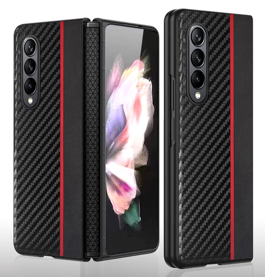 Galaxy Z Fold4 Frosted Carbon Fiber PU Leather Protective Case