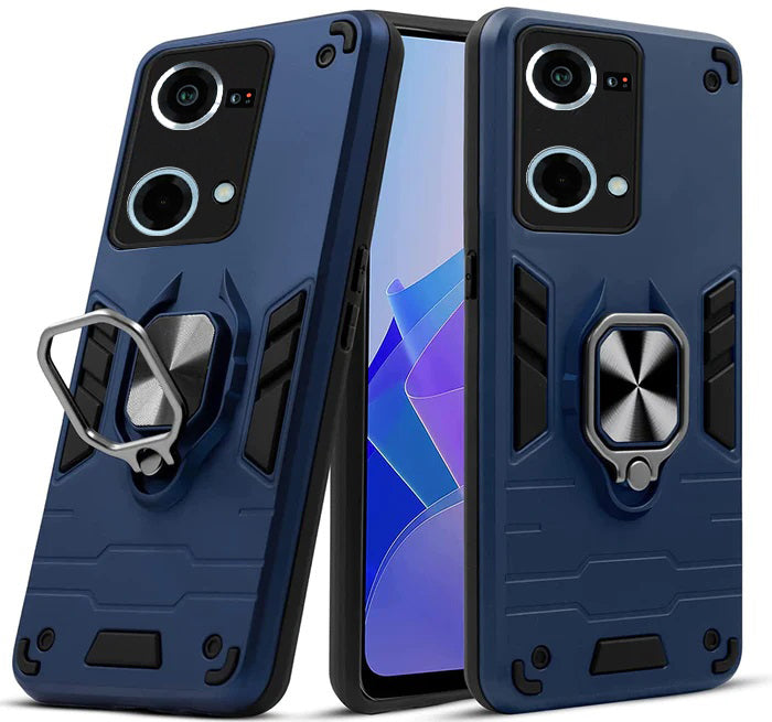 Oppo F21 Pro  Armour Iron Man Back Case With Kickstand-BLUE