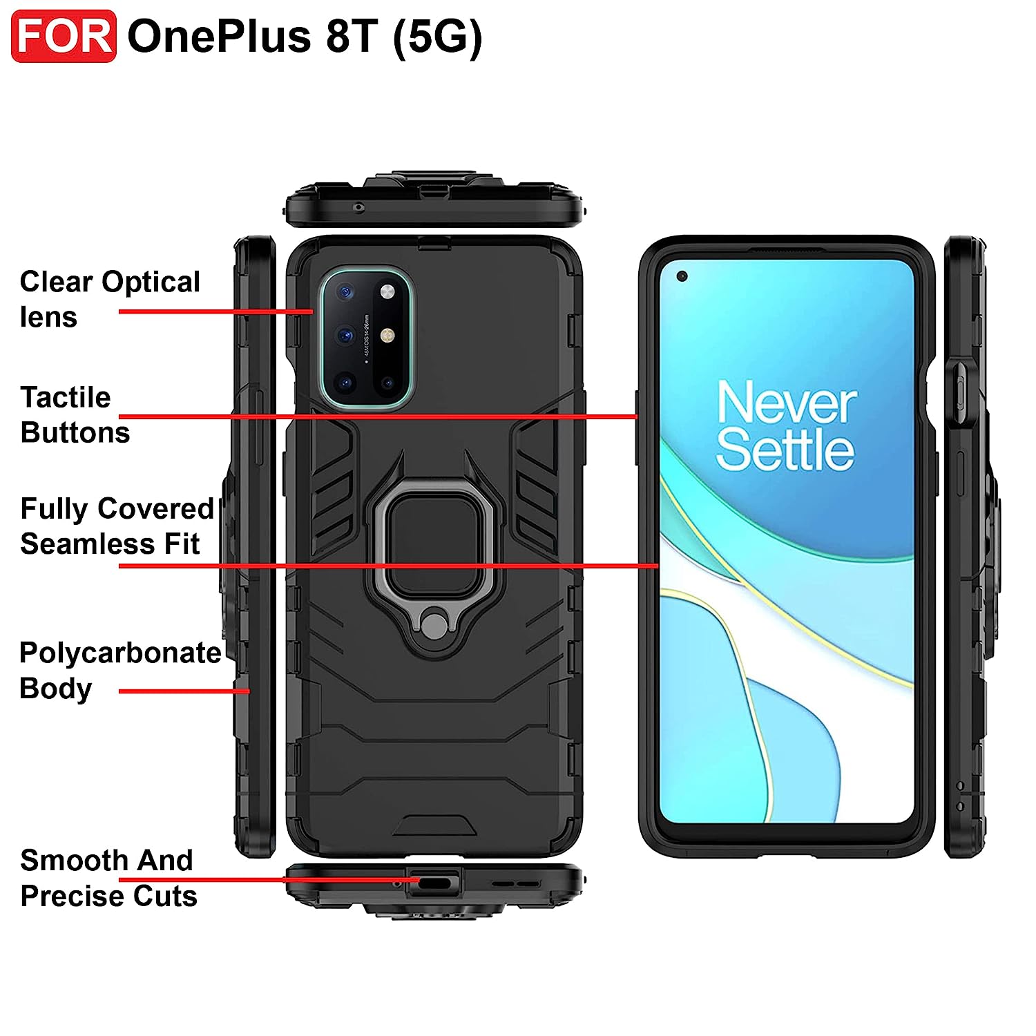 Armour Iron Man Case With Ring Holder For OnePlus 8T & OnePlus 9R