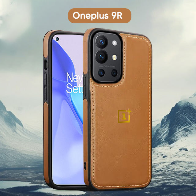 OnePlus 5G Series Vintage Leather Stitched Protective Back Case-Brown