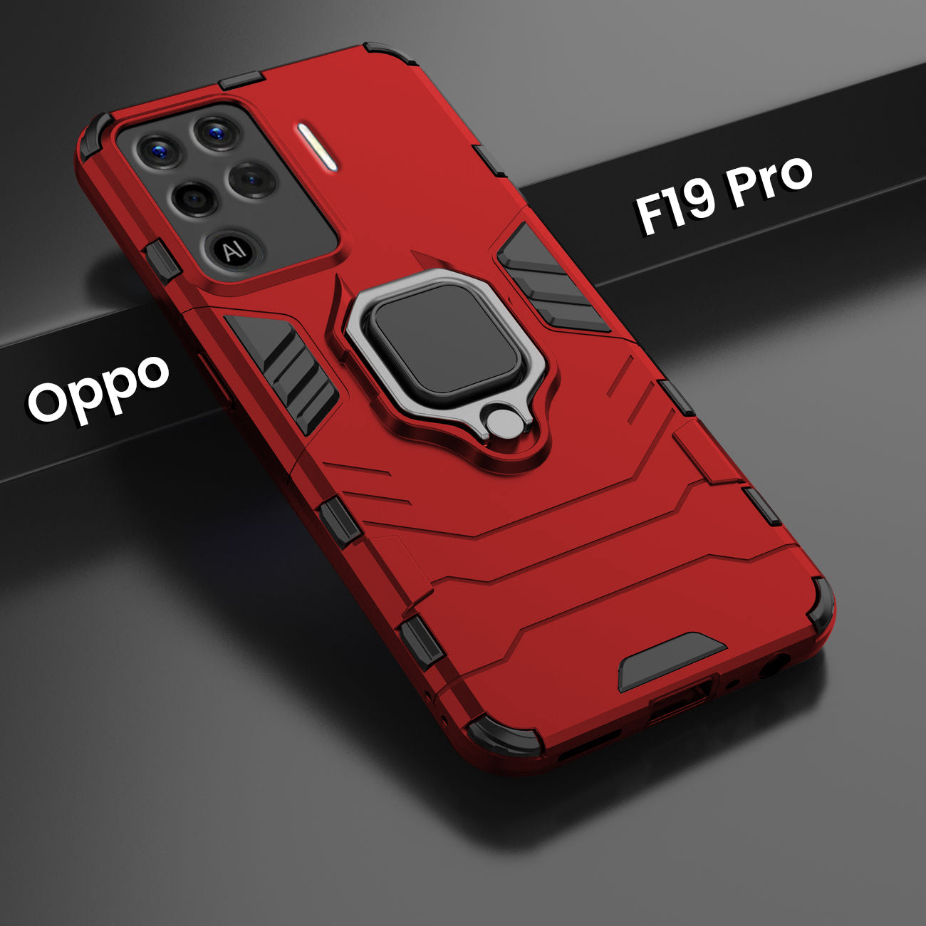 oppo F19 pro Armour Iron Man Case With Ring Holder