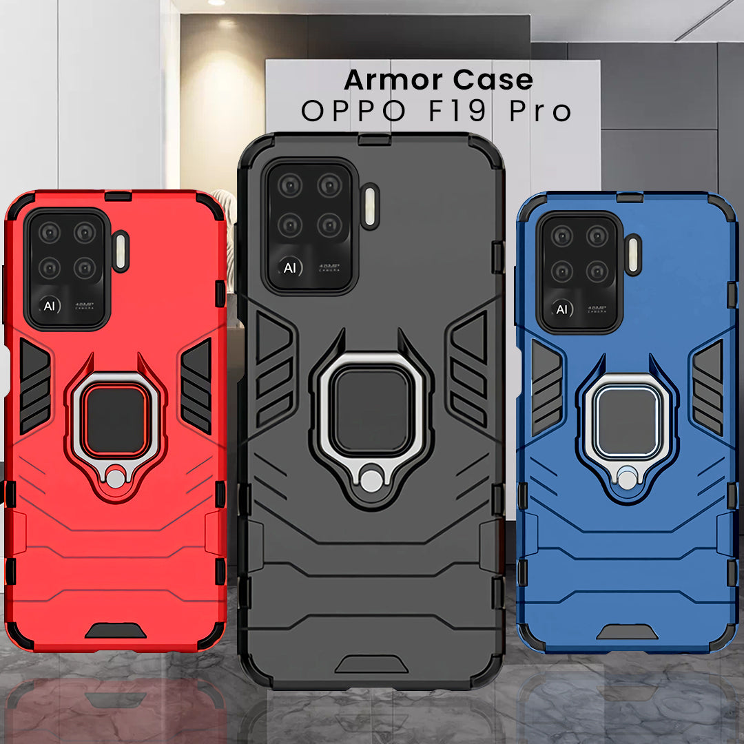 oppo F19 pro Armour Iron Man Case With Ring Holder