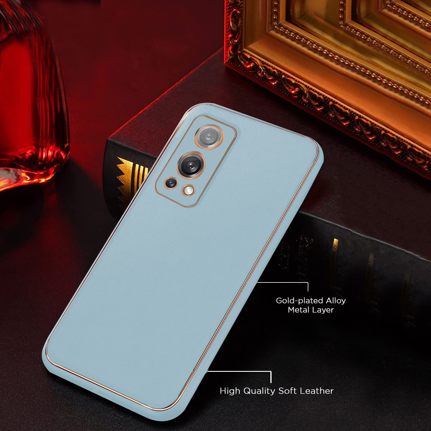 Tempered Shop-OnePlus Nord 2 5G Gold Electroplating Leather Chrome Back Cover