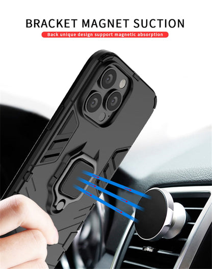 iPhone 13 Black Panther Metal Bracket Shockproof Protective Back Case