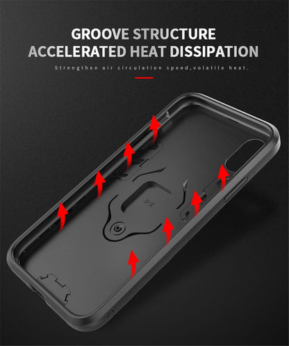 iPhone 13 Black Panther Metal Bracket Shockproof Protective Back Case