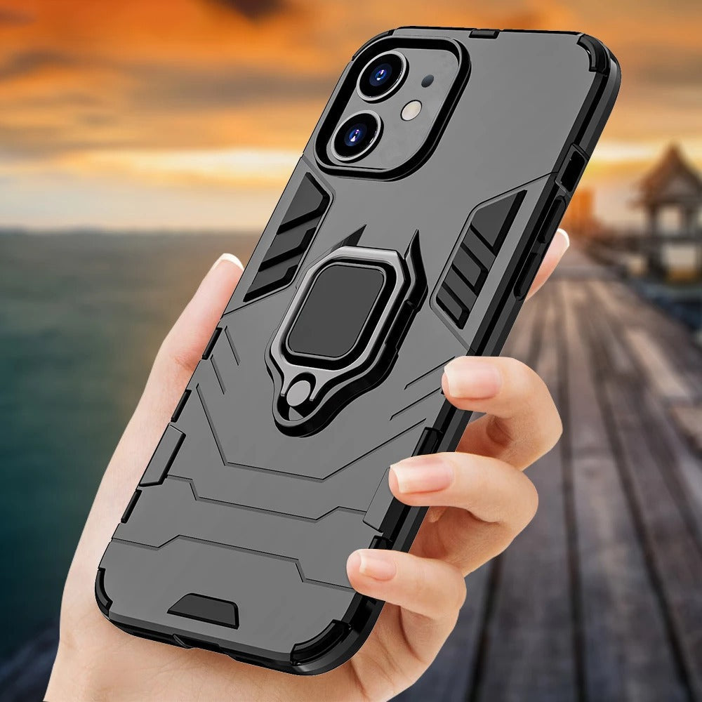 iPhone 11 Black Panther Metal Bracket Shockproof Protective Back Case