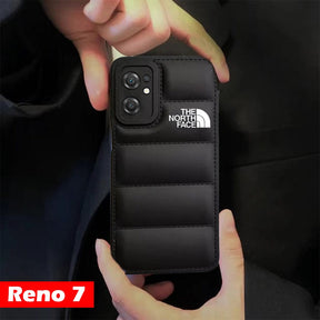 The North Face Puffer Edition Black Bumper Back Case For Reno 7