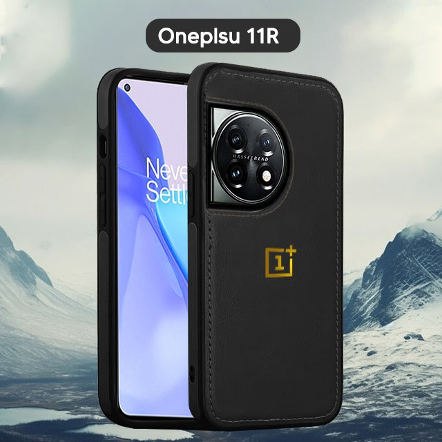 OnePlus Series Models Luxurious Leather Stitched Protective Back Case