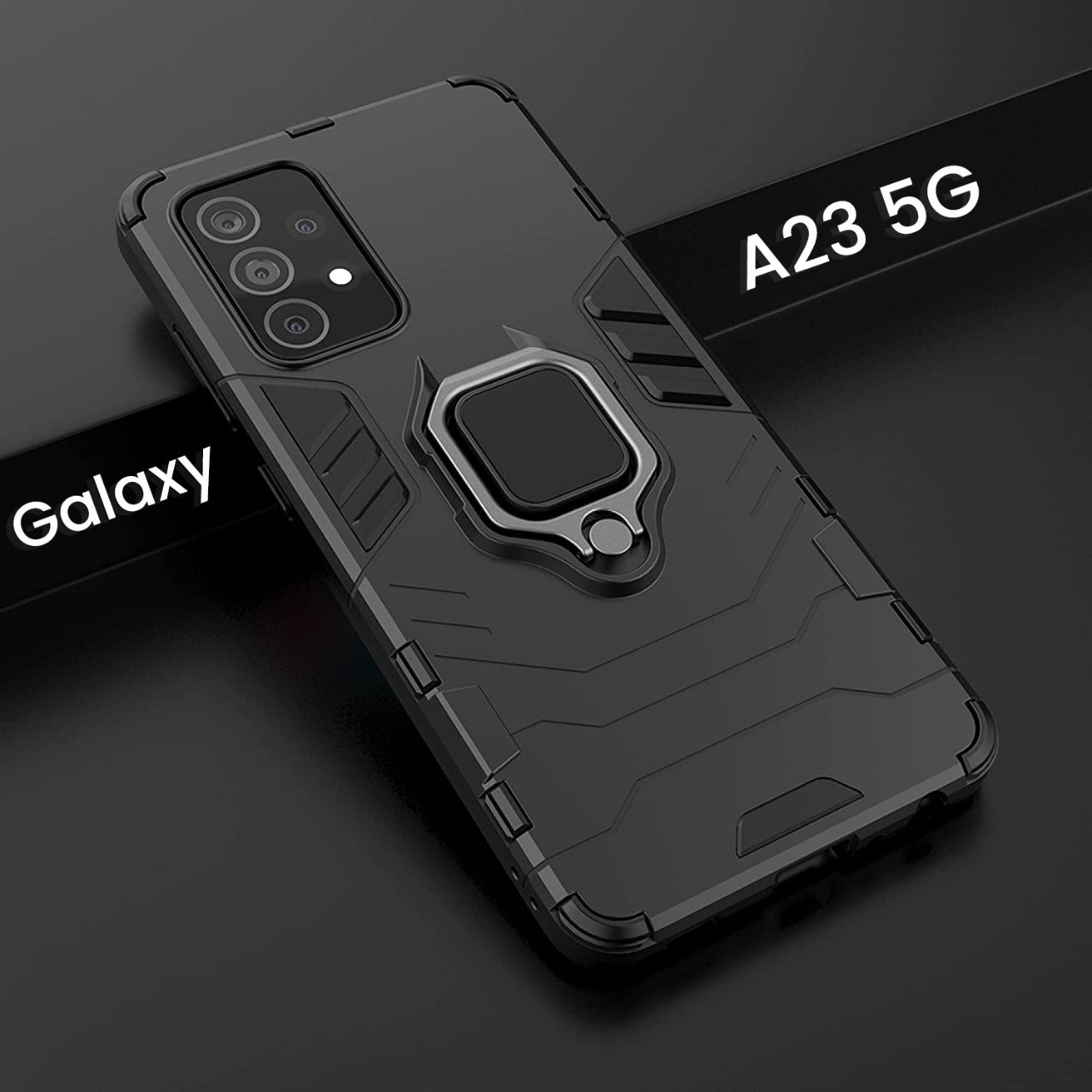 Galaxy A23 Black Panther Metal Bracket Shockproof Protective Back Case