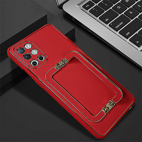 ONEPLUS 8T/9R LUXE DESIGN PU LEATHER BACK CASE WITH BACK STAND + TEMPERED GLASS