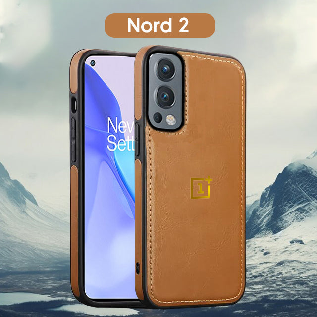 OnePlus 5G Series Vintage Leather Stitched Protective Back Case-Brown