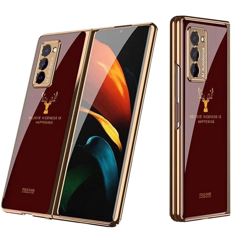 Galaxy Z Fold 2 Deer Pattern  glossy Pattern Glass Case